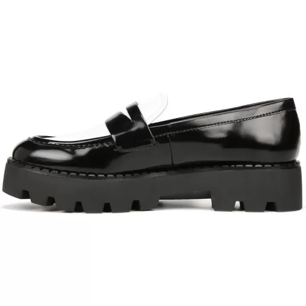 Franco Sarto Womens Balin Lug Sole Chunky LoaferBlack and White Patent