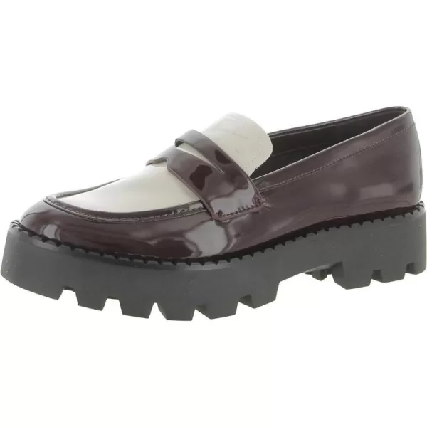 Franco Sarto Womens Balin Lug Sole Chunky LoaferBurgundy and Cream Patent