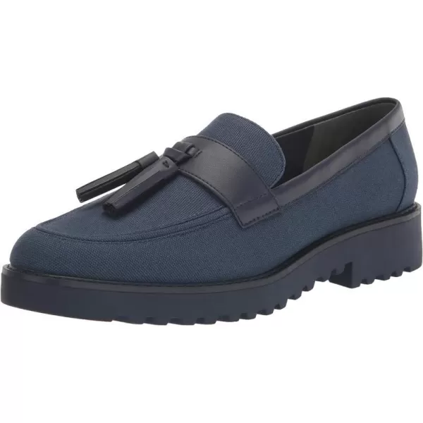 Franco Sarto Womens Carolynn Lug Sole LoaferNavy Blue Canvas