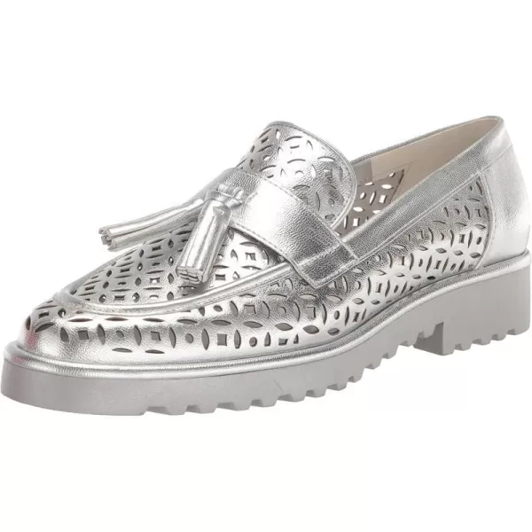 Franco Sarto Womens Carolynn Lug Sole LoaferSilver Geometric Cutout