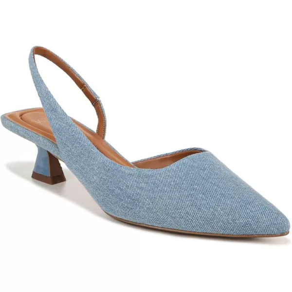 Franco Sarto Womens Devin Pointed Toe Kitten Heel Slingback PumpDenim Blue Fabric