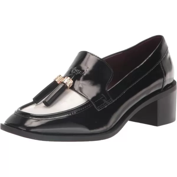 Franco Sarto Womens Donna Heeled LoafersBlackWhite