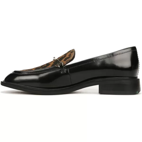 Franco Sarto Womens EDA Classic Slip on LoaferBlackLeopard Leather