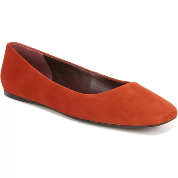 Franco Sarto Womens Flexa Amaya Square Toe Ballet FlatBrick Orange Suede