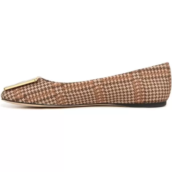 Franco Sarto Womens Flexa Amaya Square Toe Ballet FlatBrown Plaid Fabric