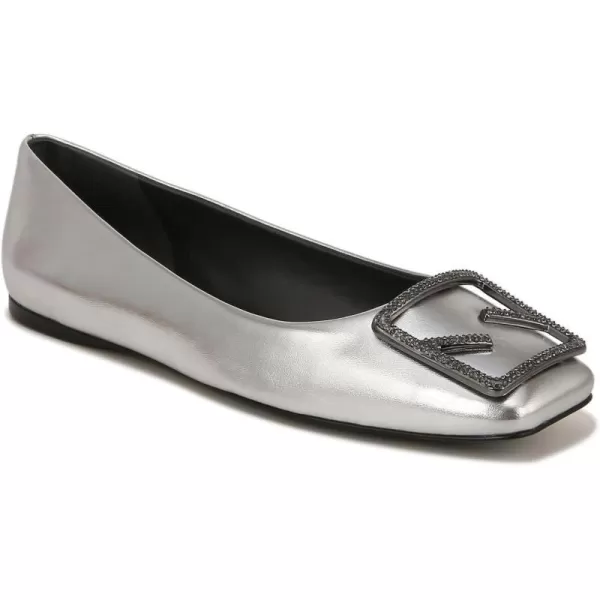 Franco Sarto Womens Flexa Amaya Square Toe Ballet FlatSliver Metallic Ornament