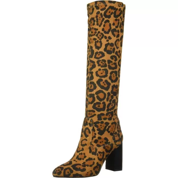 Franco Sarto Womens Katherine Pointed Toe Knee High BootsCamel Leopard Micro Fiber