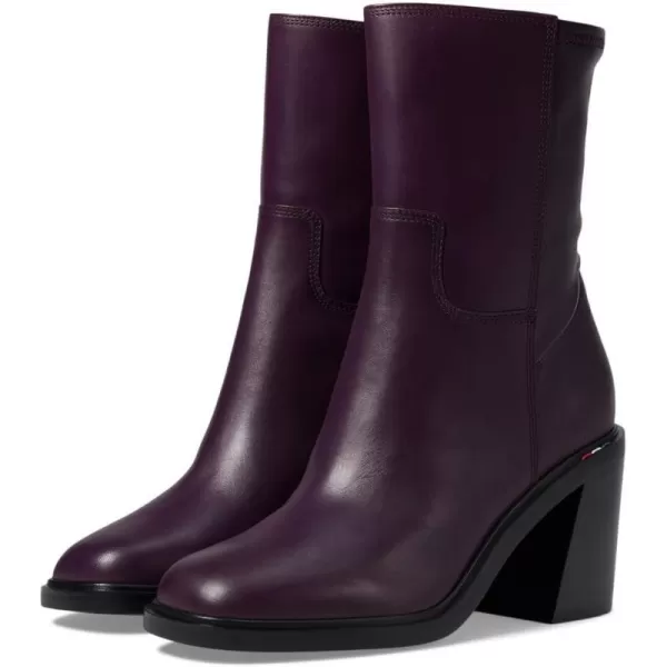 Franco Sarto Womens Penelope Mid Calf Chunky Heel Bootie BootPlum Purple Leather