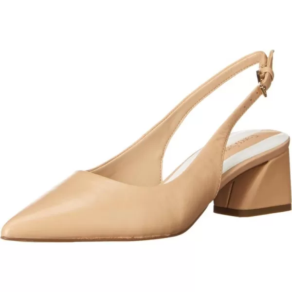 Franco Sarto Womens Racer Slingback Low Block Heel Pointed Toe PumpBeige Nude Leather