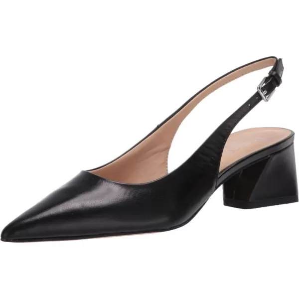 Franco Sarto Womens Racer Slingback Low Block Heel Pointed Toe PumpBlack Leather