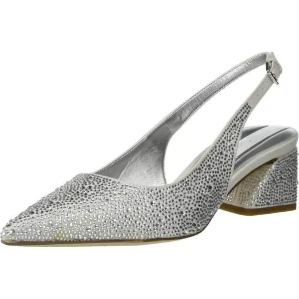 Franco Sarto Womens Racer Slingback Low Block Heel Pointed Toe PumpPlatinum Silver