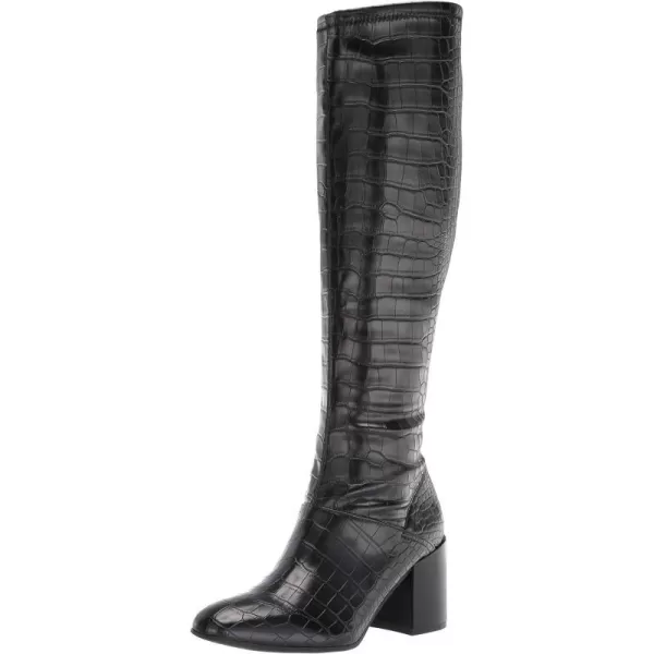 Franco Sarto Womens Tribute Knee High Heeled BootBlack Crocco Faux Leather