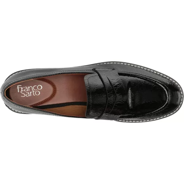 Franco Sarto Womens Balin Lug Sole Penny LoaferBlack Crinkle