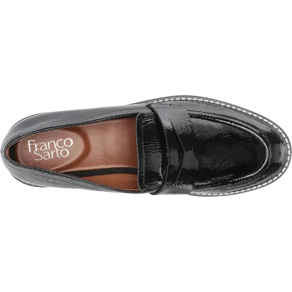 Franco Sarto Womens Balin Lug Sole Penny LoaferBlack Crinkleather