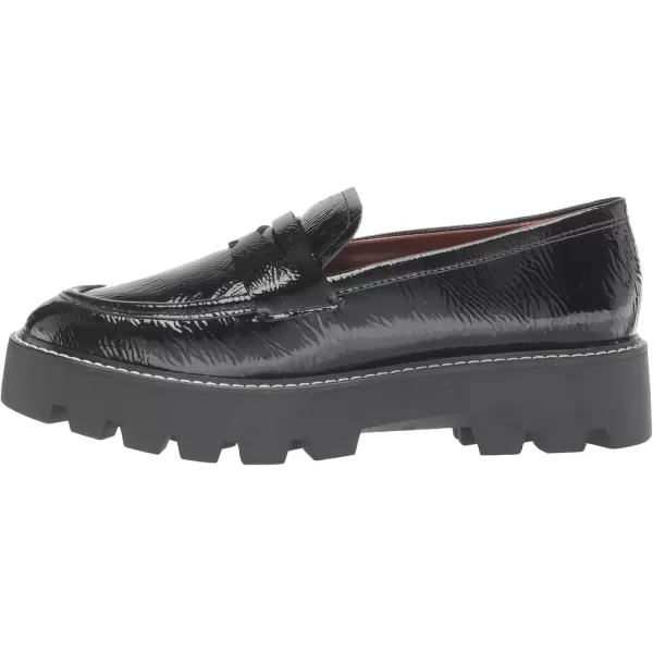 Franco Sarto Womens Balin Lug Sole Penny LoaferBlack Crinkleather