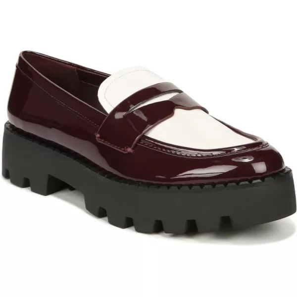 Franco Sarto Womens Balin Lug Sole Penny LoaferBurgundy and Cream Patent