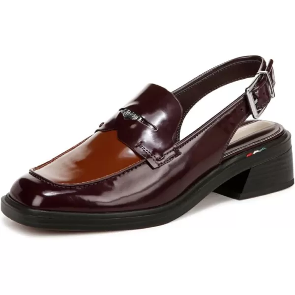 Franco Sarto Womens Giada Slingback Loafer HeelCordovan Red Color Block