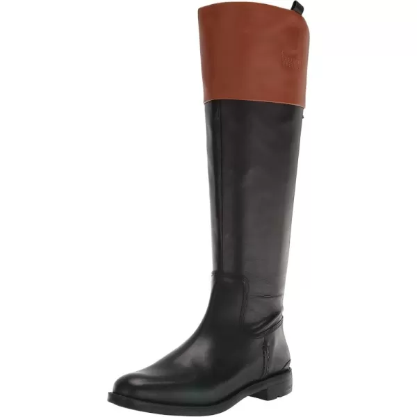 Franco Sarto Womens Meyer Knee High Wide Calf Flat BootBlackCognac Leather