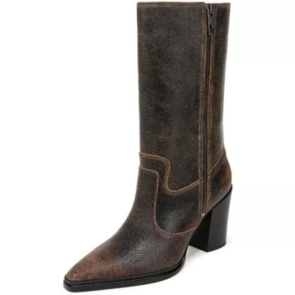 Franco Sarto Womens Western Mid Calf BootBlack Distressed