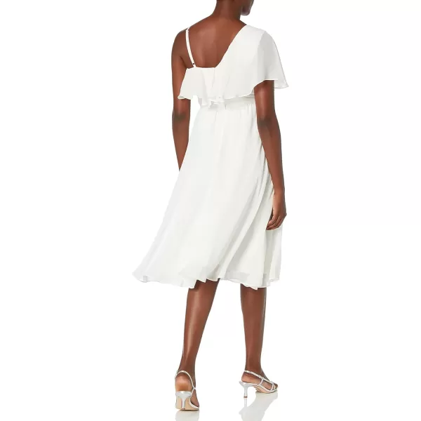 Dress the Population Womens Beth Ruffle Sleeve Plunging Midi Sheath DressOffwhite