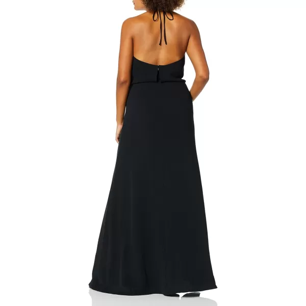 Dress the Population Womens Cheyenne Sleeveless Halter Blouson Long GownBlack