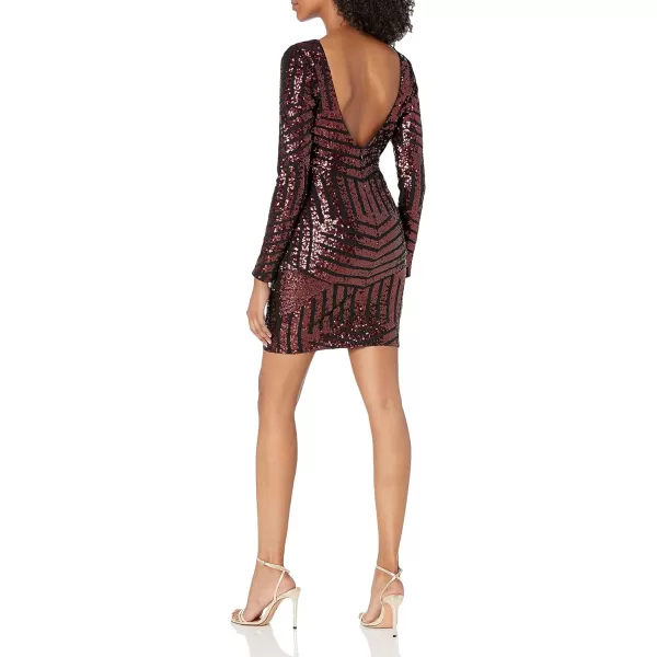 Dress the Population Womens Lola Long Sleeve Sequin DressBlackBerry