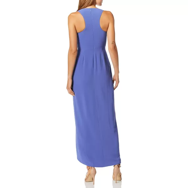 Dress the Population Womens Size Ariel Sleeveless Plunging Long Gown Wrap Dress PlusBlue Jay