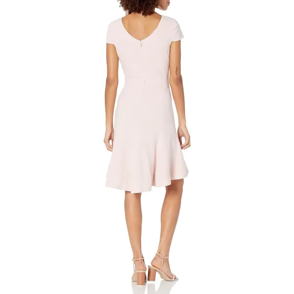 Dress the Population Womens Size Bettie Sleeve Plunging Fit amp Flare Short Dress PlusPowder Blush