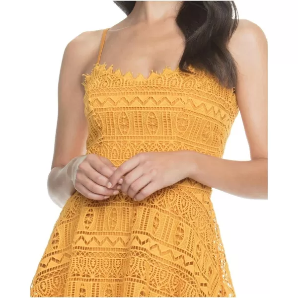 Dress the Population Womens Brenna Sleeveless Lace Fit  Flare Midi DressHoney