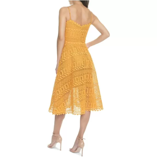 Dress the Population Womens Brenna Sleeveless Lace Fit  Flare Midi DressHoney