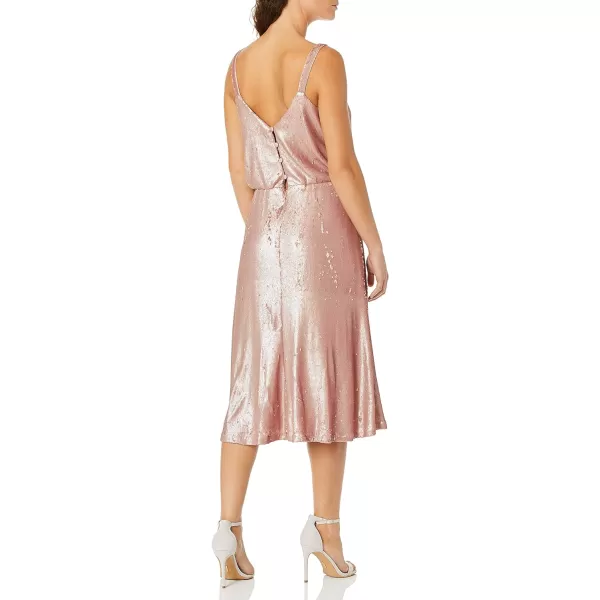 Dress the Population Womens Cameron Sleeveless Blouson Fit amp Flare Sequin Midi DressRose
