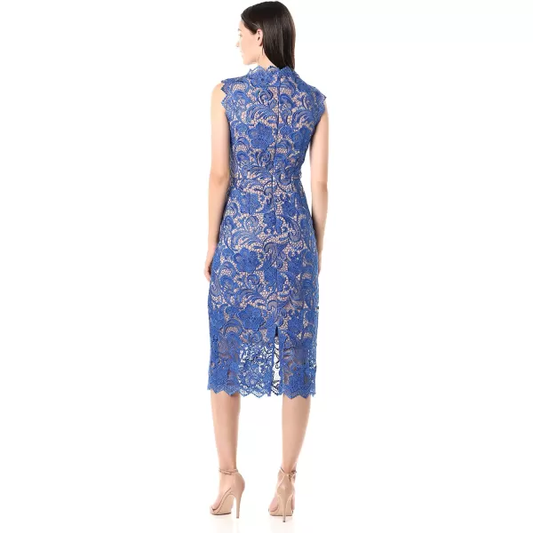 Dress the Population Womens Claudette Lace Sheath Midi DressCobaltNude