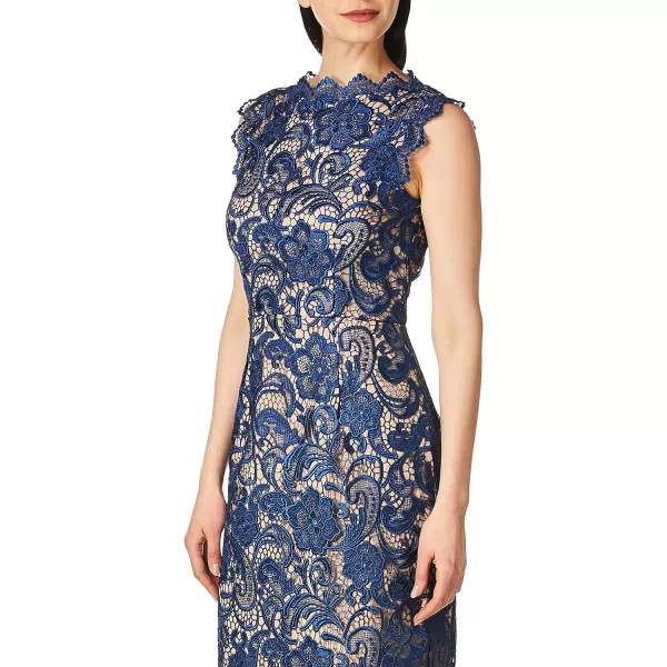 Dress the Population Womens Claudette Lace Sheath Midi DressNavyNude