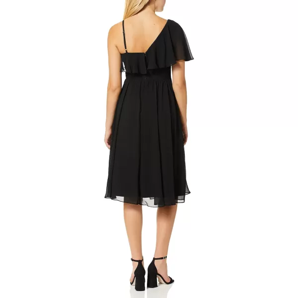 Dress the Population Womens Claudia Sleeveless Ruffle Fit  Flare Midi DressBlack