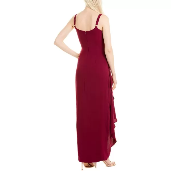 Dress the Population Womens Cora Sleeveless Cascading Ruffle Crepe Hilo Long Gown DressDark Magenta
