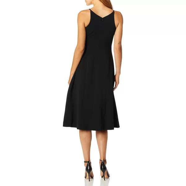 Dress the Population Womens Emily Sleeveless Fit  Flare Button Detail Midi DressBlack