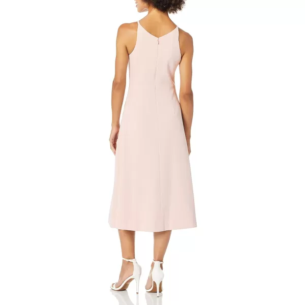 Dress the Population Womens Emily Sleeveless Fit  Flare Button Detail Midi DressPowder Blush