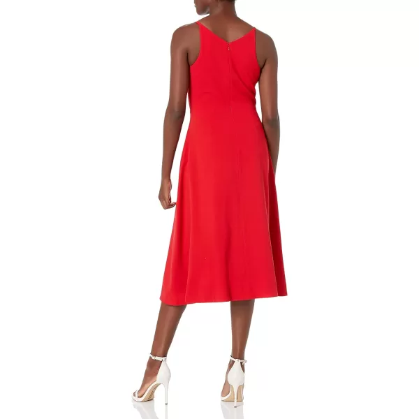 Dress the Population Womens Emily Sleeveless Fit  Flare Button Detail Midi DressRouge