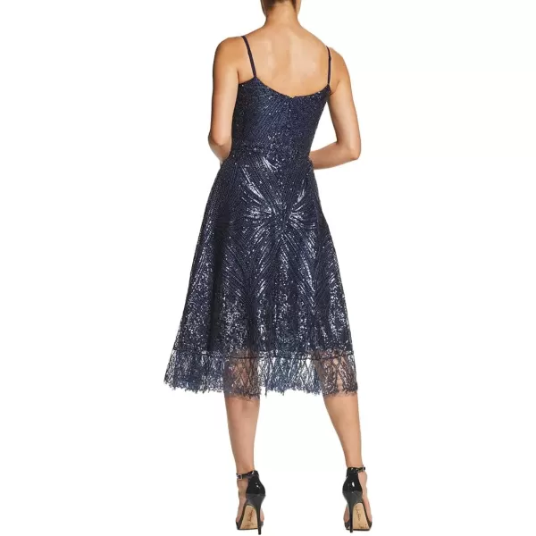 Dress the Population Womens Leona Sleeveless Beaded Fit  Flare Midi DressNavy