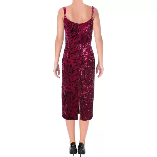 Dress the Population Womens Lynda Sequin Sleeveless Fitted Midi Sheath DressMagenta