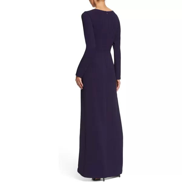 Dress the Population Womens Naomi Longsleeve Jersey Knit Twist Long Maxi Gown DressBoysenberry