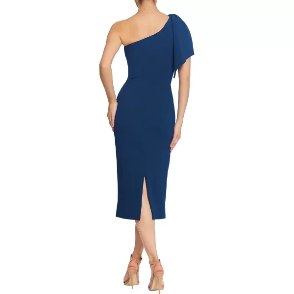 Dress the Population Womens Tiffany One Shoulder Bow Detail Midi Sheath DressPacific