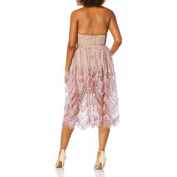 Dress the Population Womens Valerie Halter Top Floral Lace Midi DressLilacNude