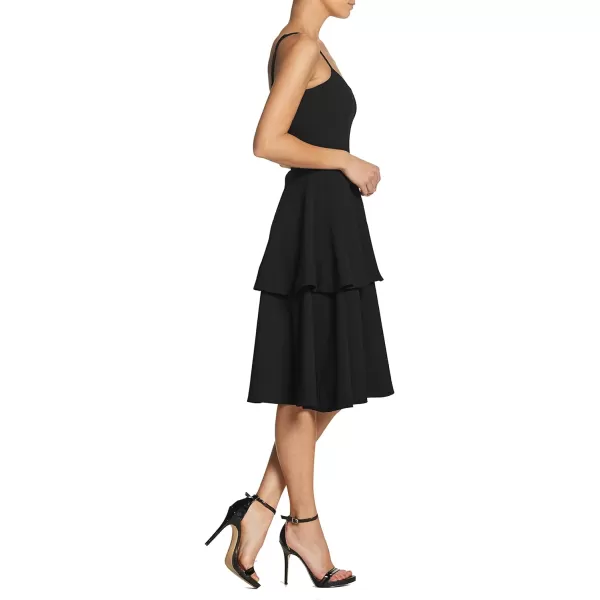 Dress the Population Womens Yasmin Solid Sleeveless Peplum Tiered Fit amp Flare Midi DressBlack