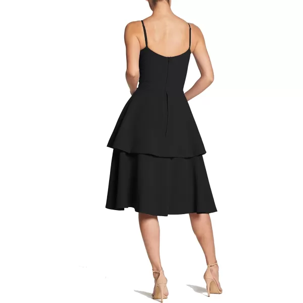 Dress the Population Womens Yasmin Solid Sleeveless Peplum Tiered Fit amp Flare Midi DressBlack