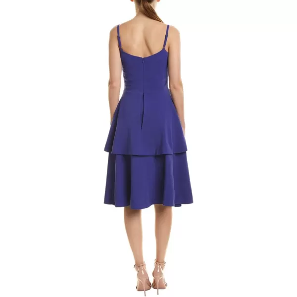 Dress the Population Womens Yasmin Solid Sleeveless Peplum Tiered Fit amp Flare Midi DressBlueViolet