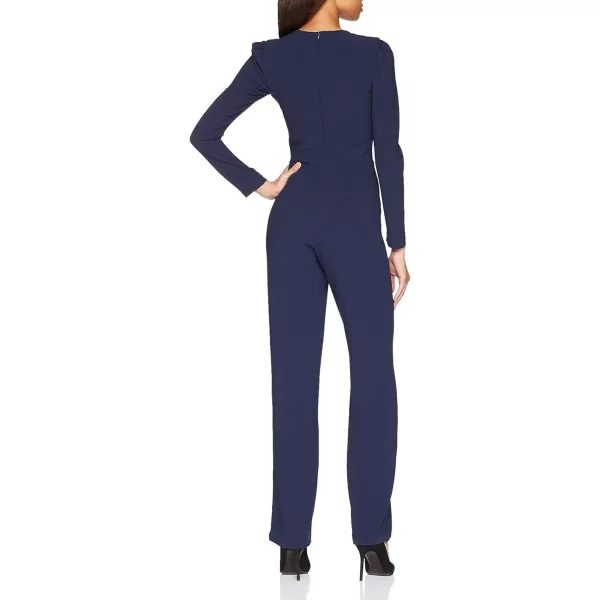 Dress the Population womens Drew Long Sleeve Plunging JumpsuitDressMidnight Blue