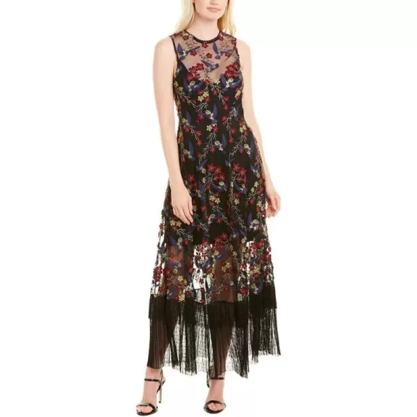 Dress the Population Womens Gina Sleeveless Lace Illusion Fit amp Flare Maxi DressBlack Hummingbird