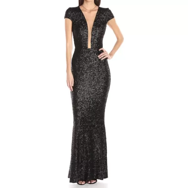 Dress the Population Womens Michele Sequin GownMatte Black