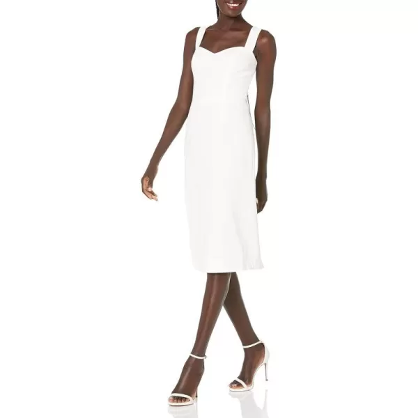Dress the Population Womens Nicole Sleeveless Bodycon Stretch Midi Sheath DressOffwhite